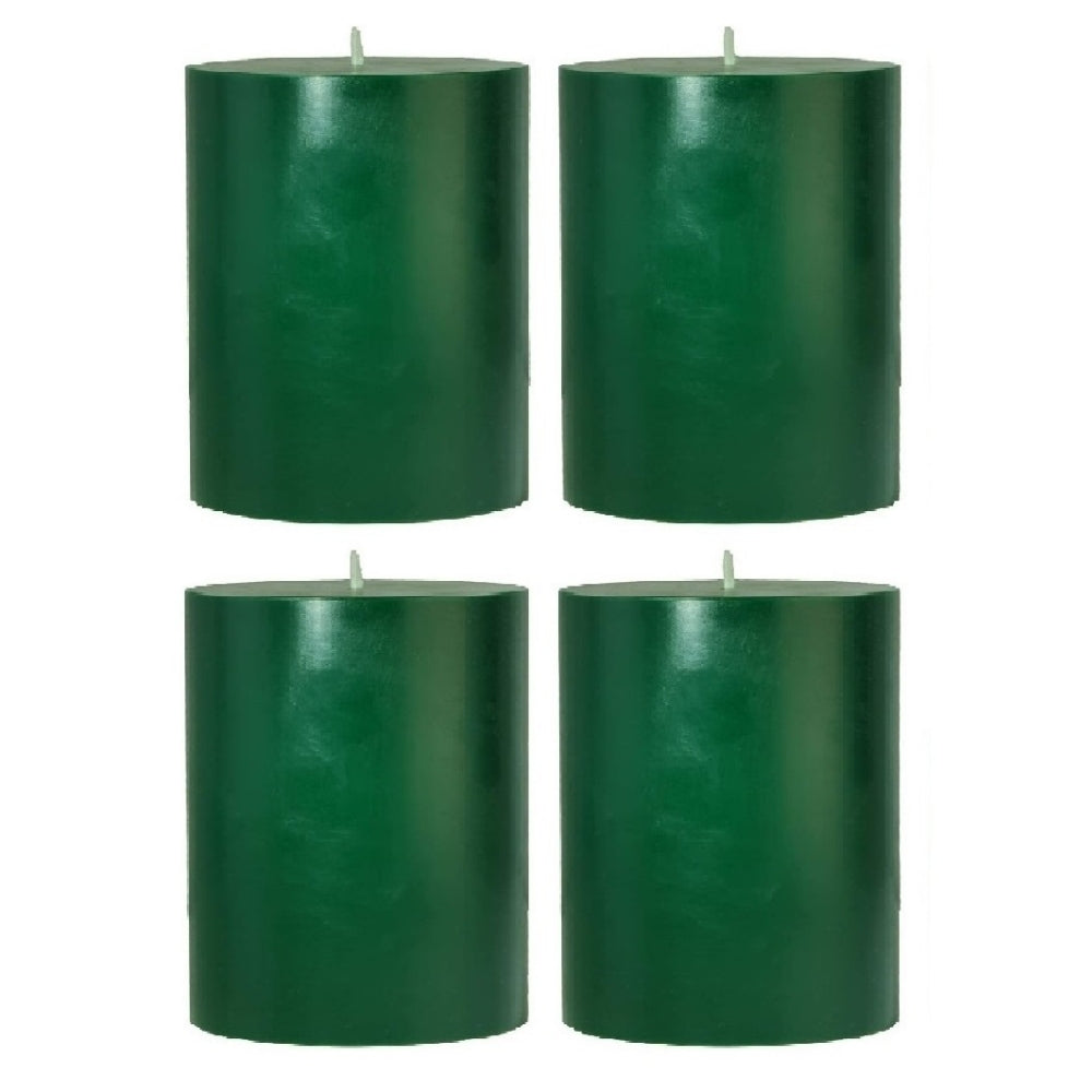 2 X 3 Inches Pillar Candles Set of 4 Dark Green