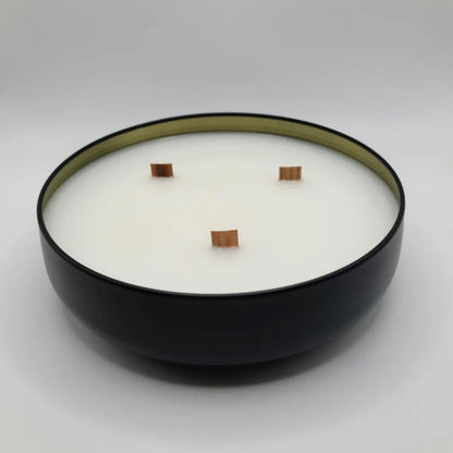 Elegant Black Tin 3-Wood Wick Candle - 450g