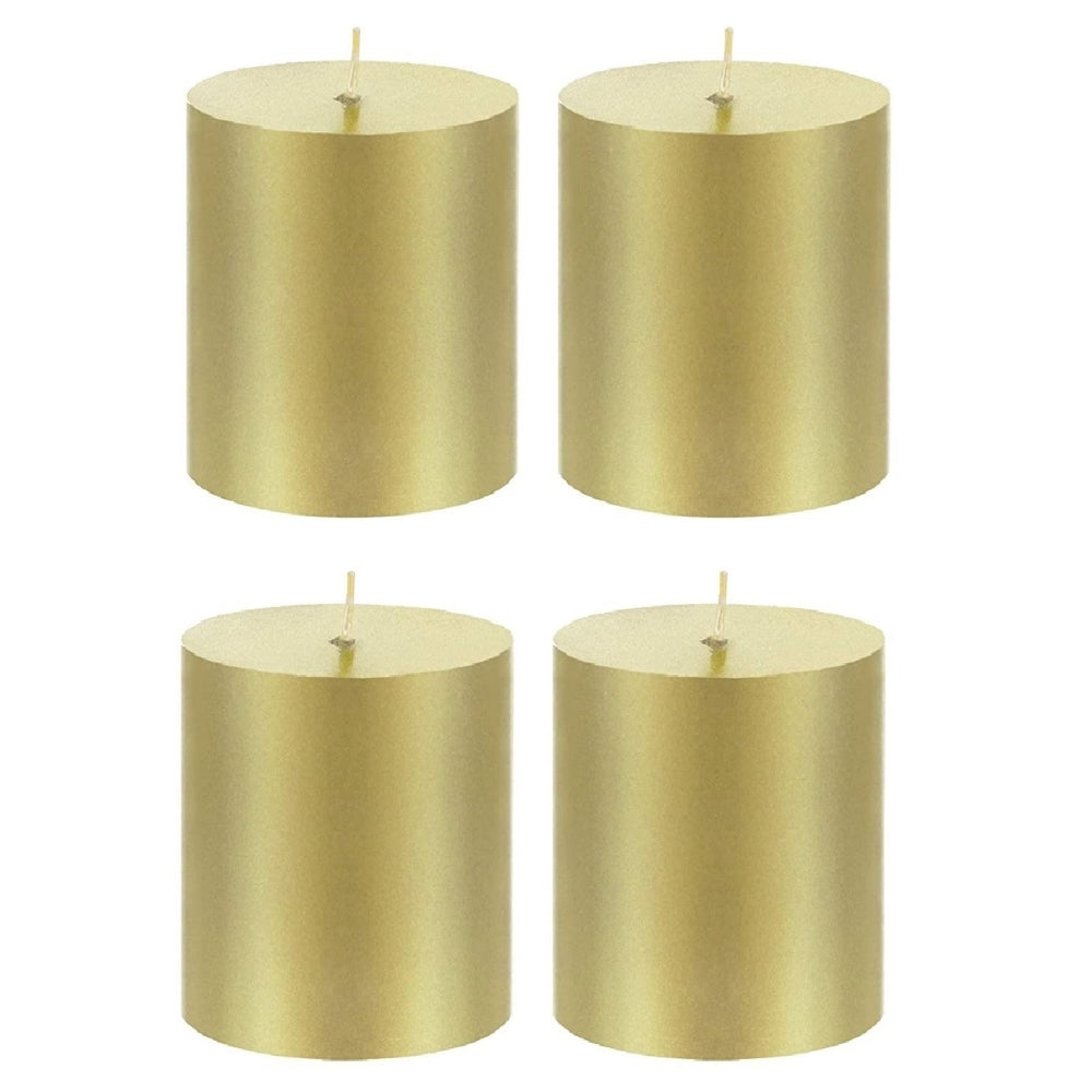 2 X 3 Inches Pillar Candles Set of 4 Gold