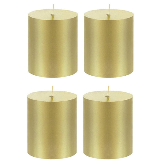 2 X 3 Inches Pillar Candles Set of 4 Gold