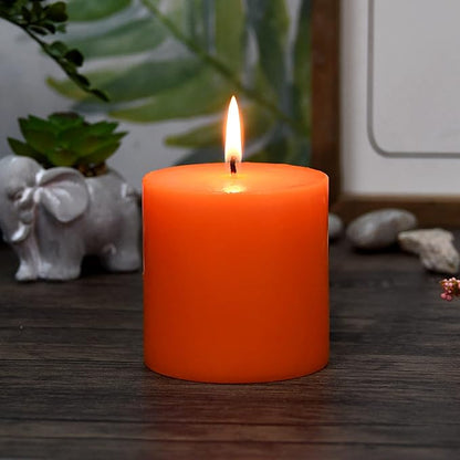 3X3 Inches Pillar Candle Orange