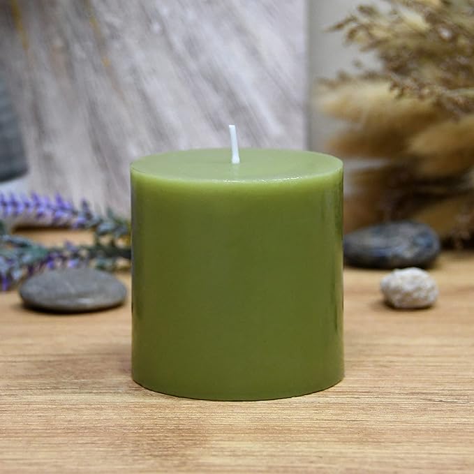 3X3 Inches Pillar Candle Sage Green