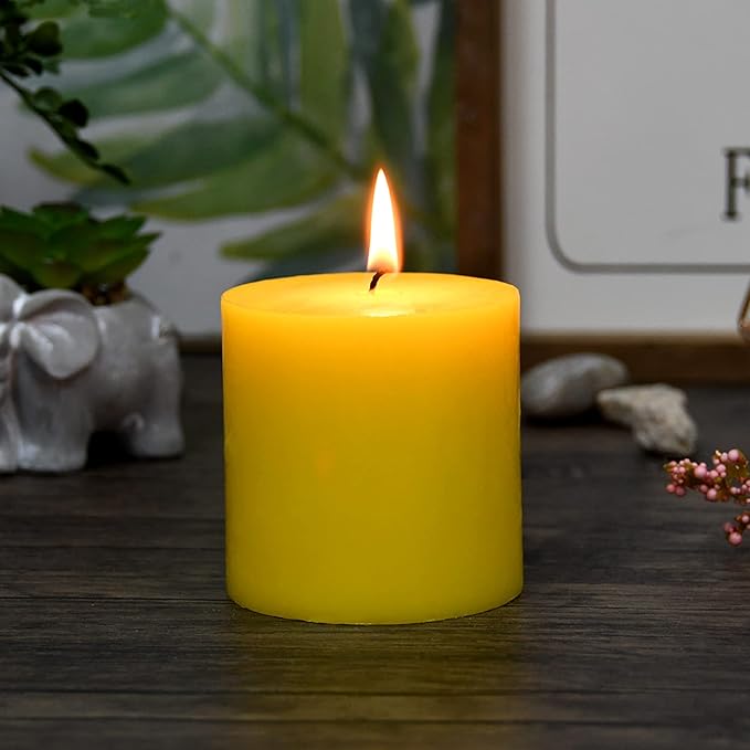 3X3 Inches Pillar Candle Yellow