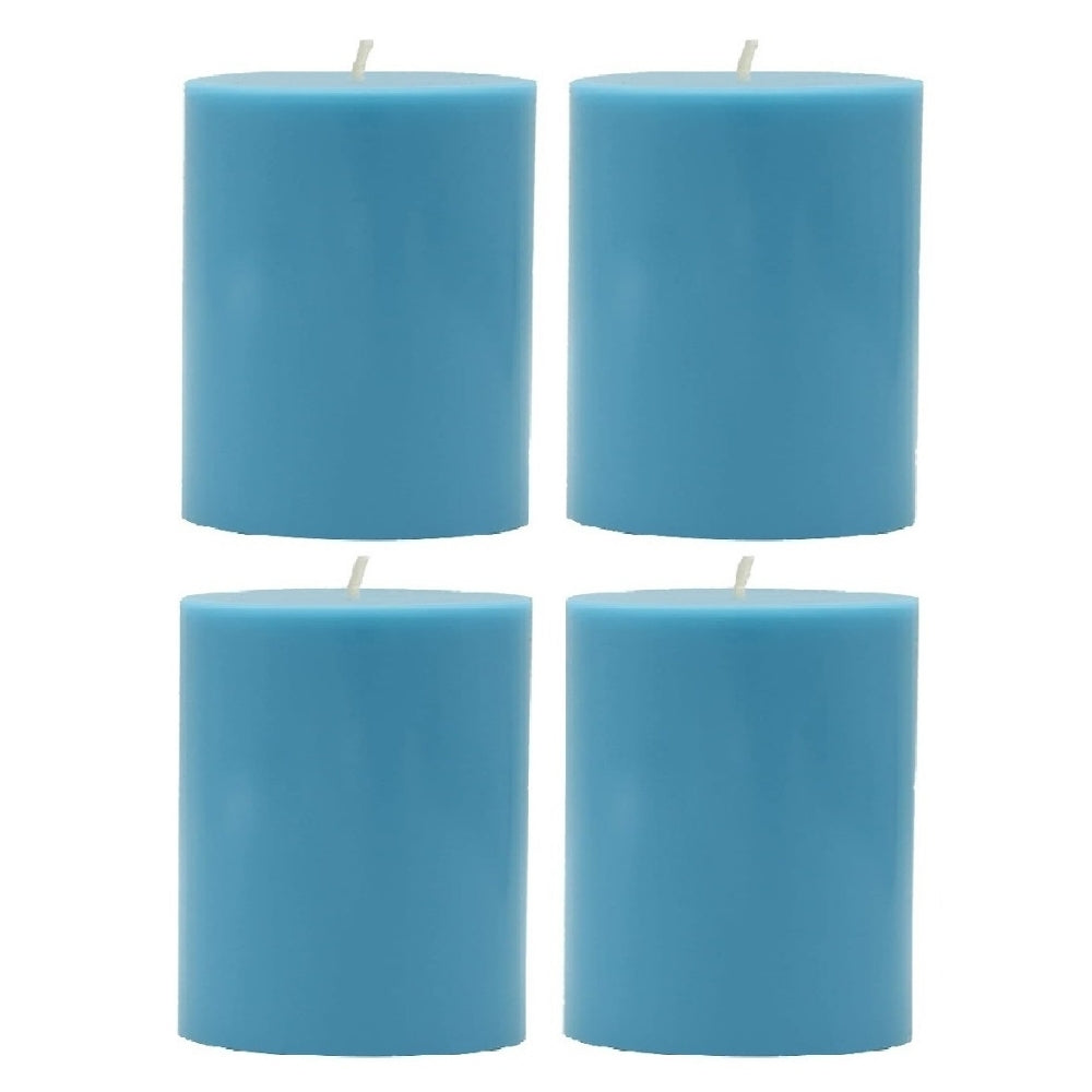 2 X 3 Inches Pillar Candles Set of 4 Light Blue