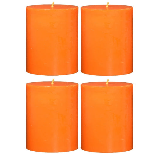 2 X 3 Inches Pillar Candles Set of 4 Orange