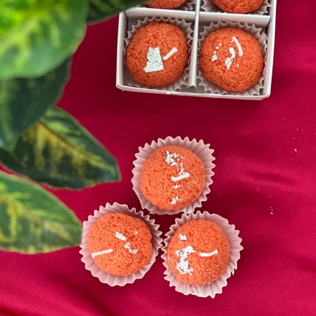 Set of 4 Orange Motichoor Laddu Candles