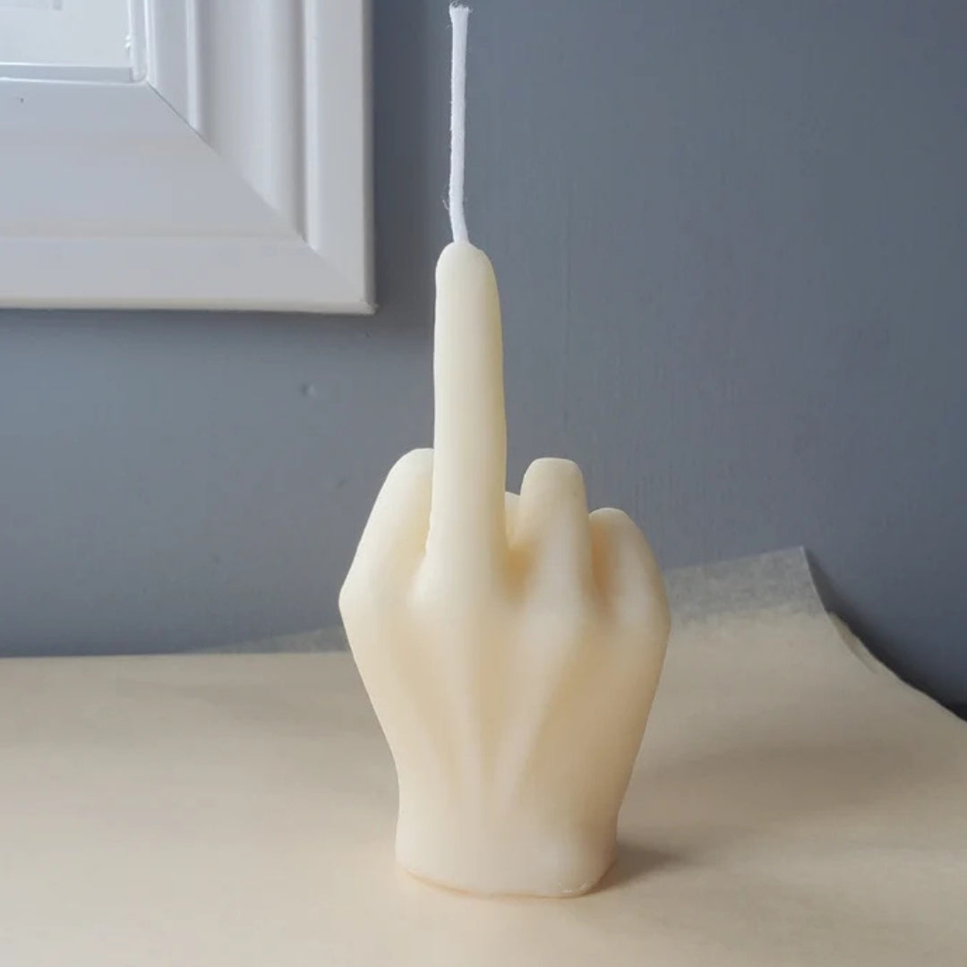 Set of 2 No-F Gesture White Hand Candles