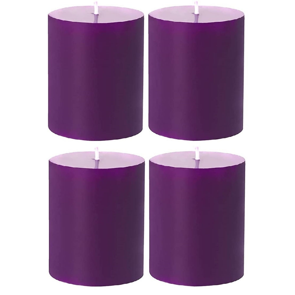 2 X 3 Inches Pillar Candles Set of 4 Purple