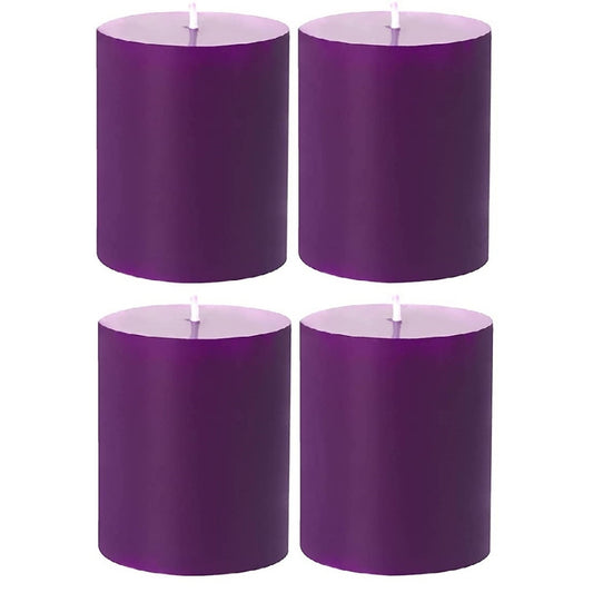 2 X 3 Inches Pillar Candles Set of 4 Purple