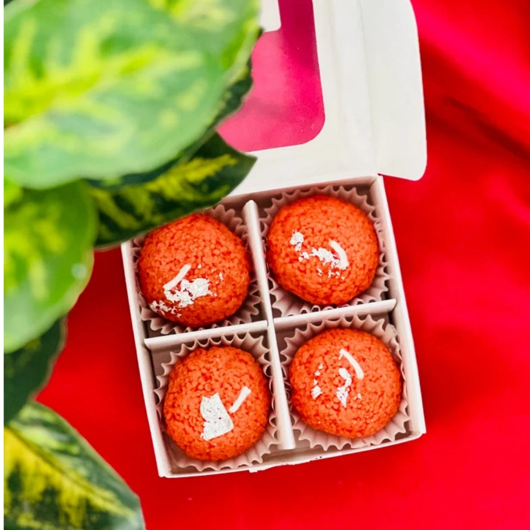 Set of 4 Orange Motichoor Laddu Candles