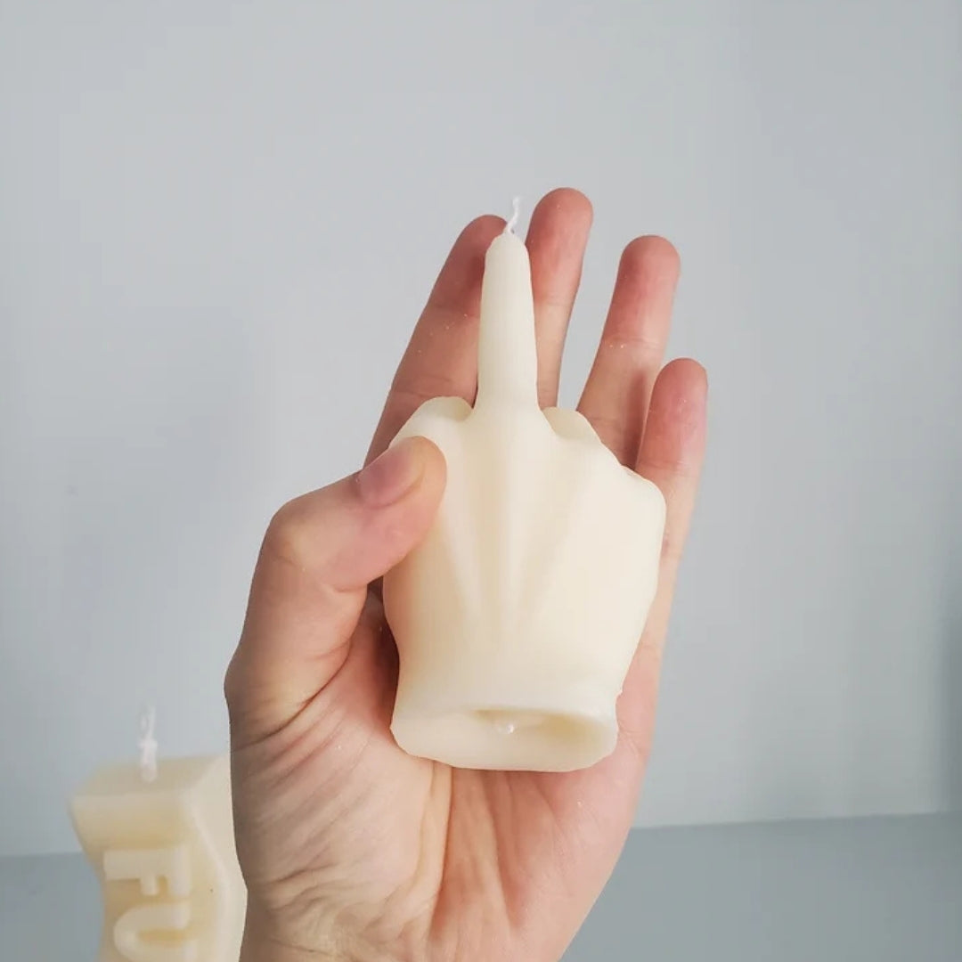 Set of 2 No-F Gesture White Hand Candles