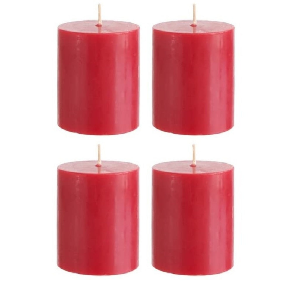 2 X 3 Inches Pillar Candles Set of 4 Red