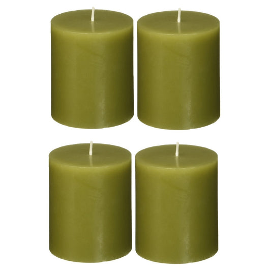 2 X 3 Inches Pillar Candles Set of 4 Sage Green