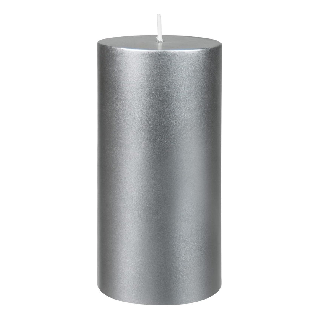 3X6 Inches Cylinder Pillar Candle Silver