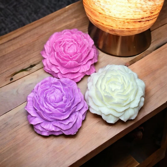 Set of 3 Assorted Colors Enchanting Peony Candles