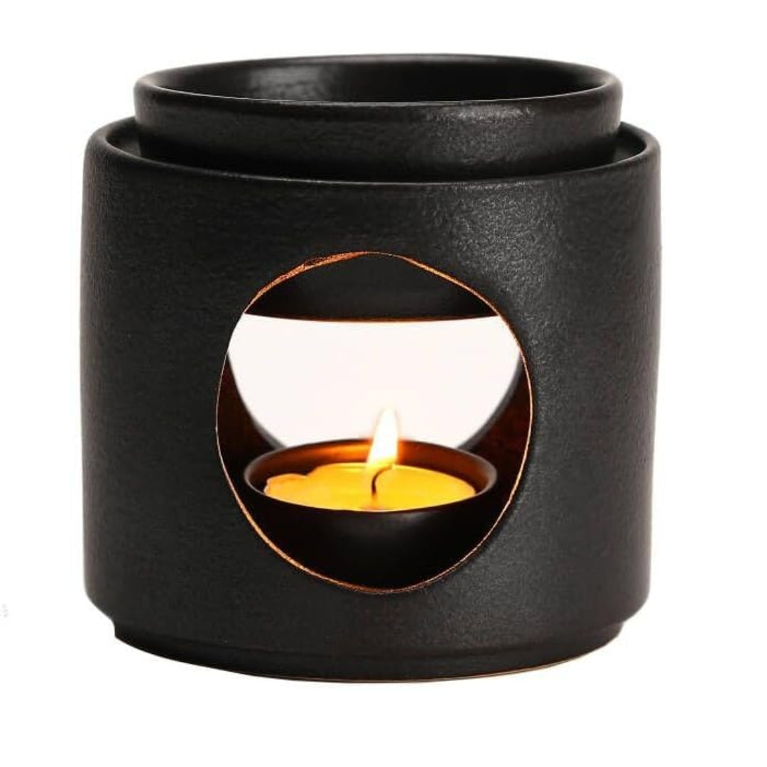 Black Ceramic Oil Burner & Wax Melt Candle Diffuser