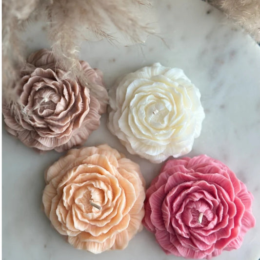 Set of 4 Assorted Colors Enchanting Peony Candles