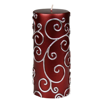 3X6 Inches Cylinder Pillar Candle Red Flower