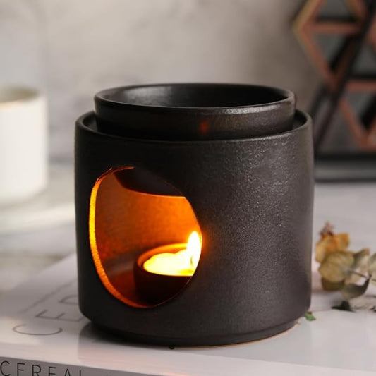 Black Ceramic Oil Burner & Wax Melt Candle Diffuser