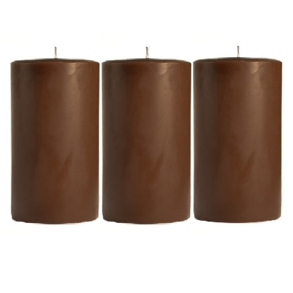 4 X 2 Inches Pillar Candles Set of 3 Chocolate