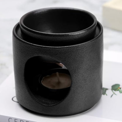 Black Ceramic Oil Burner & Wax Melt Candle Diffuser