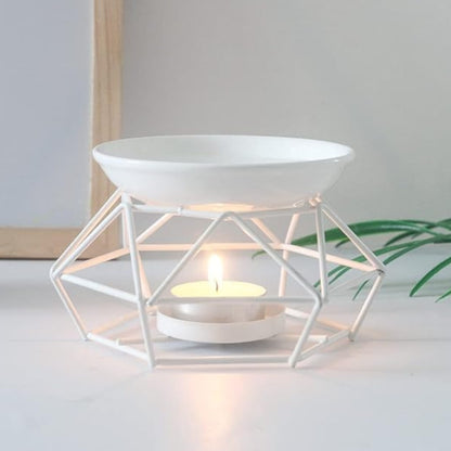 Ceramic & Metal White Aroma Candle Diffuser