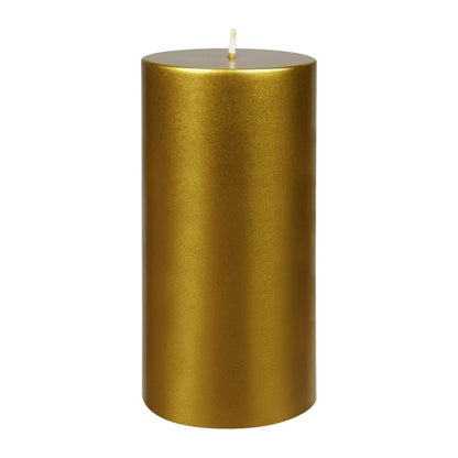 3X6 Inches Cylinder Pillar Candle Gold