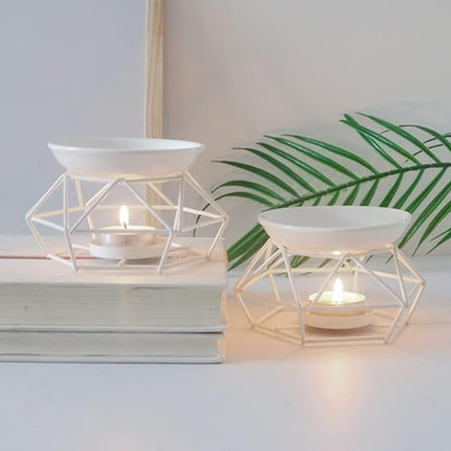 Ceramic & Metal White Aroma Candle Diffuser