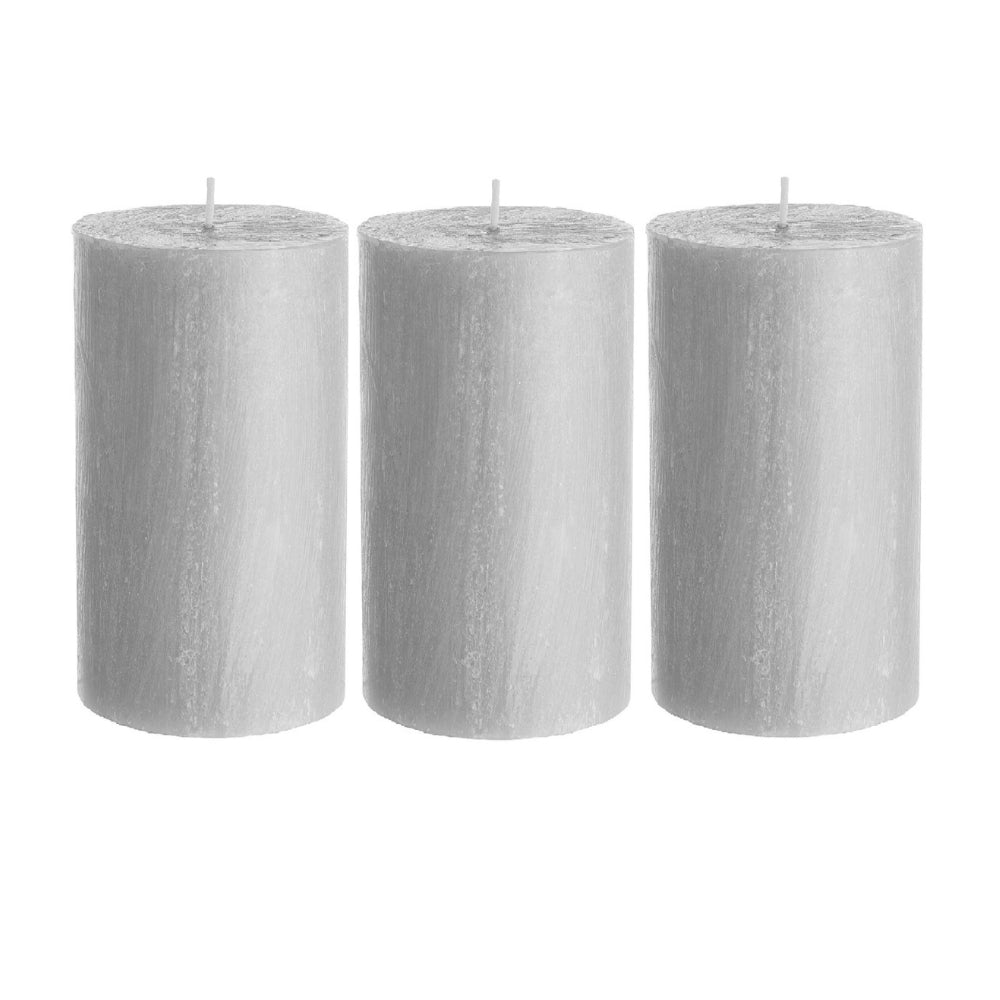 4 X 2 Inches Pillar Candles Set of 3 Grey