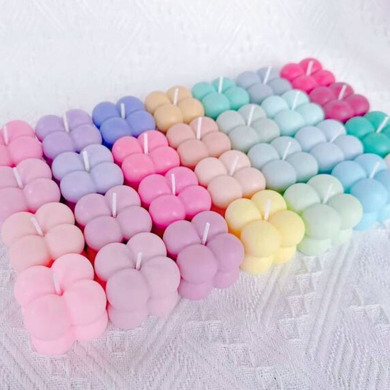 Set of 6 Assorted Colors Mini Bubble Candles