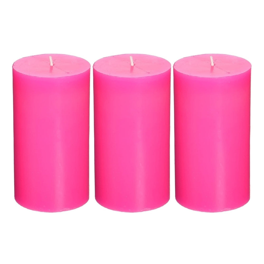 4 X 2 Inches Pillar Candles Set of 3 Hot Pink