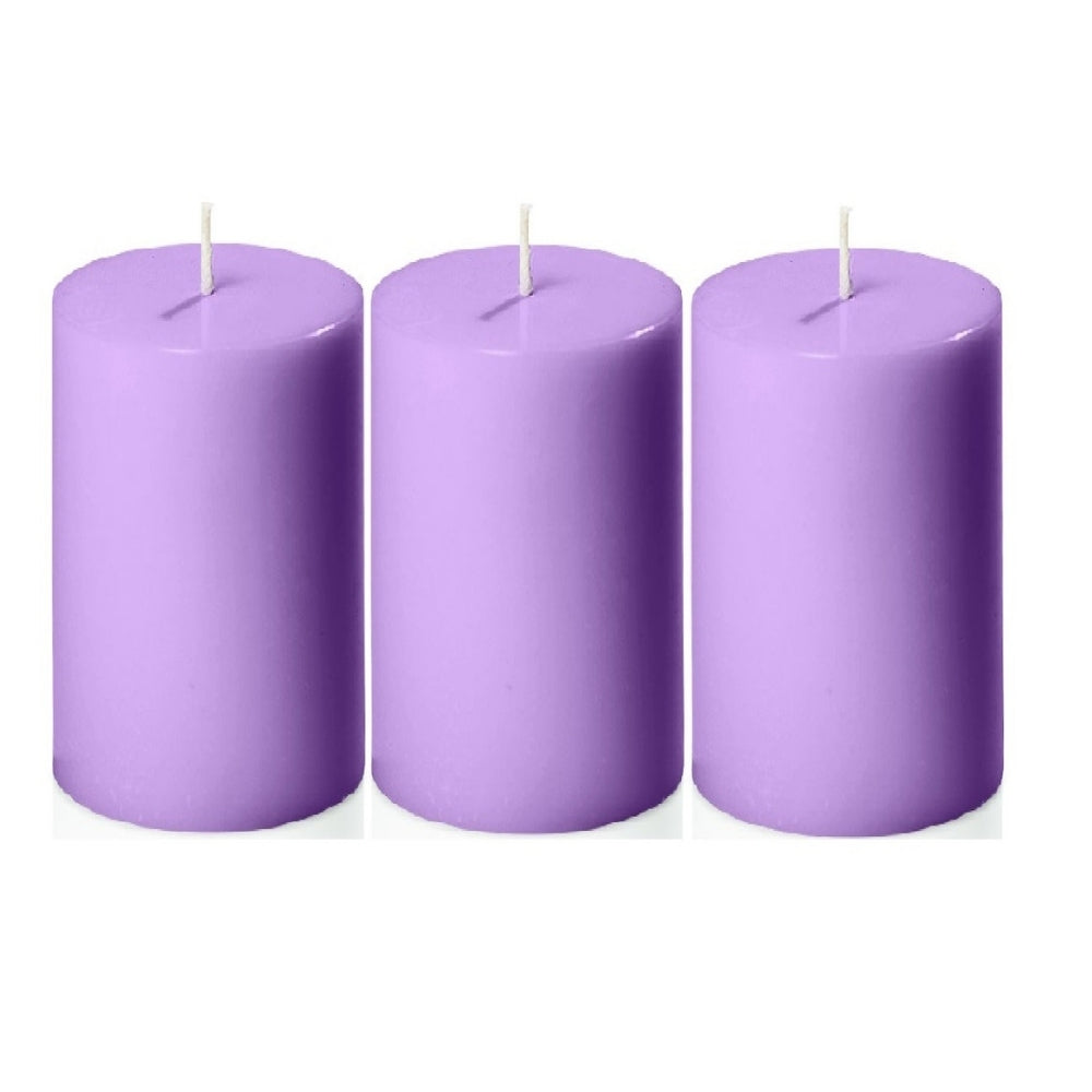 4 X 2 Inches Pillar Candles Set of 3 Lavender