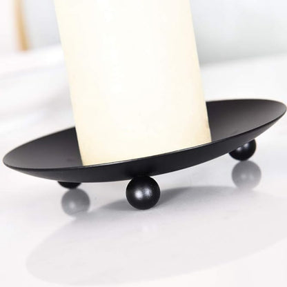 Set of 2 Black Plates Candle Holder