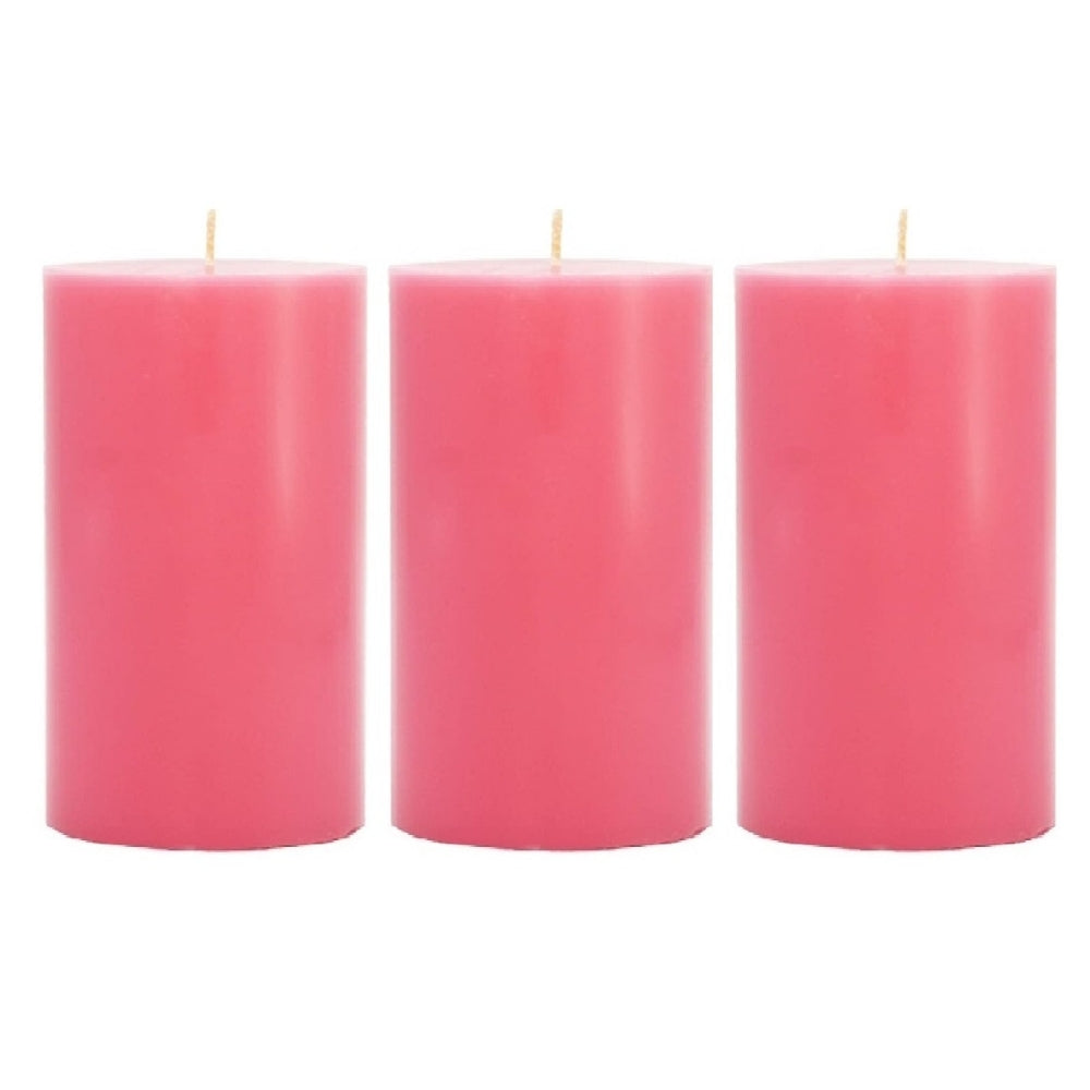 4 X 2 Inches Pillar Candles Set of 3 Pink