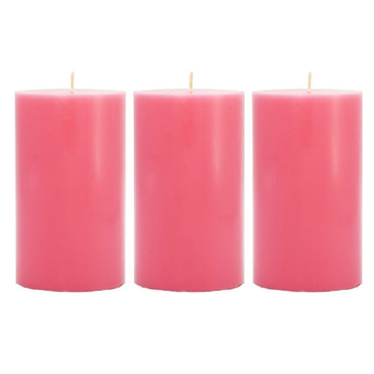 4 X 2 Inches Pillar Candles Set of 3 Pink