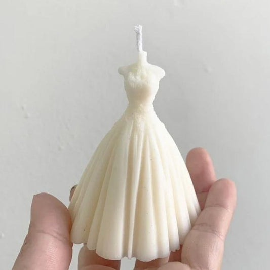 Set of 2 White Elegant Bride Gown Candles