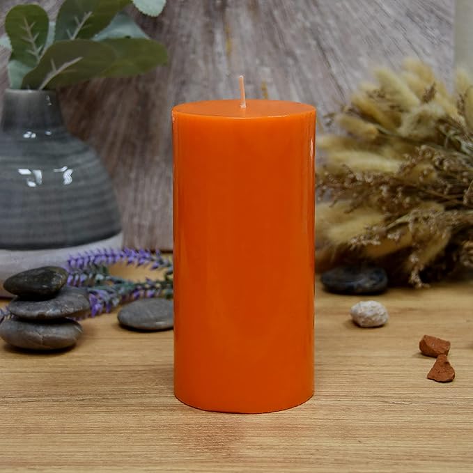 3X6 Inches Cylinder Pillar Candle Orange