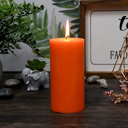 3X6 Inches Cylinder Pillar Candle Orange