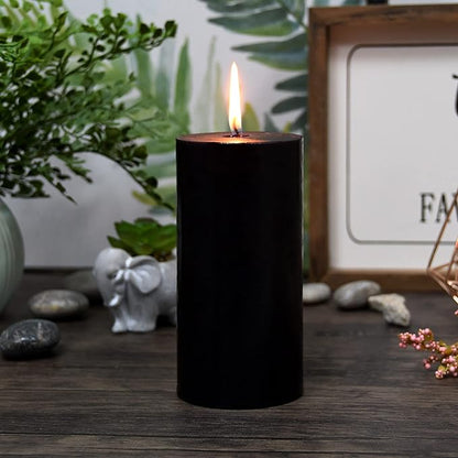 3X6 Inches Cylinder Pillar Candle Black