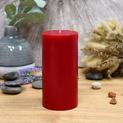 3X6 Inches Cylinder Pillar Candle Red Flower