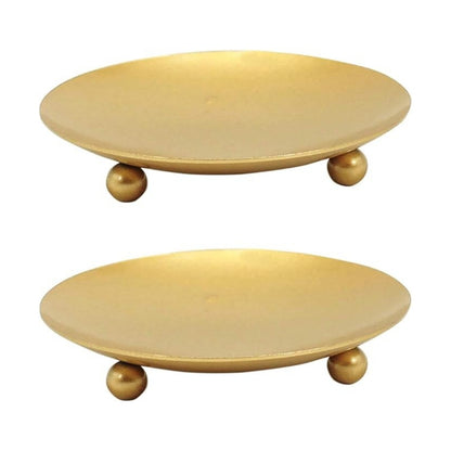 Set of 2 Gold Plates Candle Holder