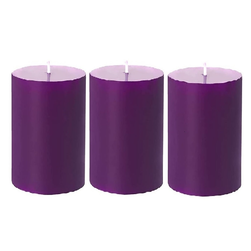 4 X 2 Inches Pillar Candles Set of 3 Purple