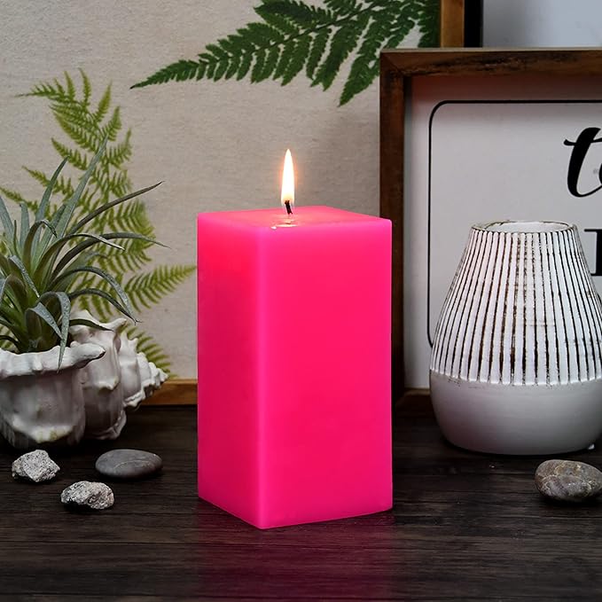 3X6 Inches Square Pillar Candle Pink