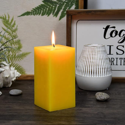 3X6 Inches Square Pillar Candle Yellow