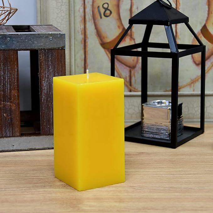 3X6 Inches Square Pillar Candle Yellow