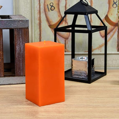 3X6 Inches Square Pillar Candle Orange