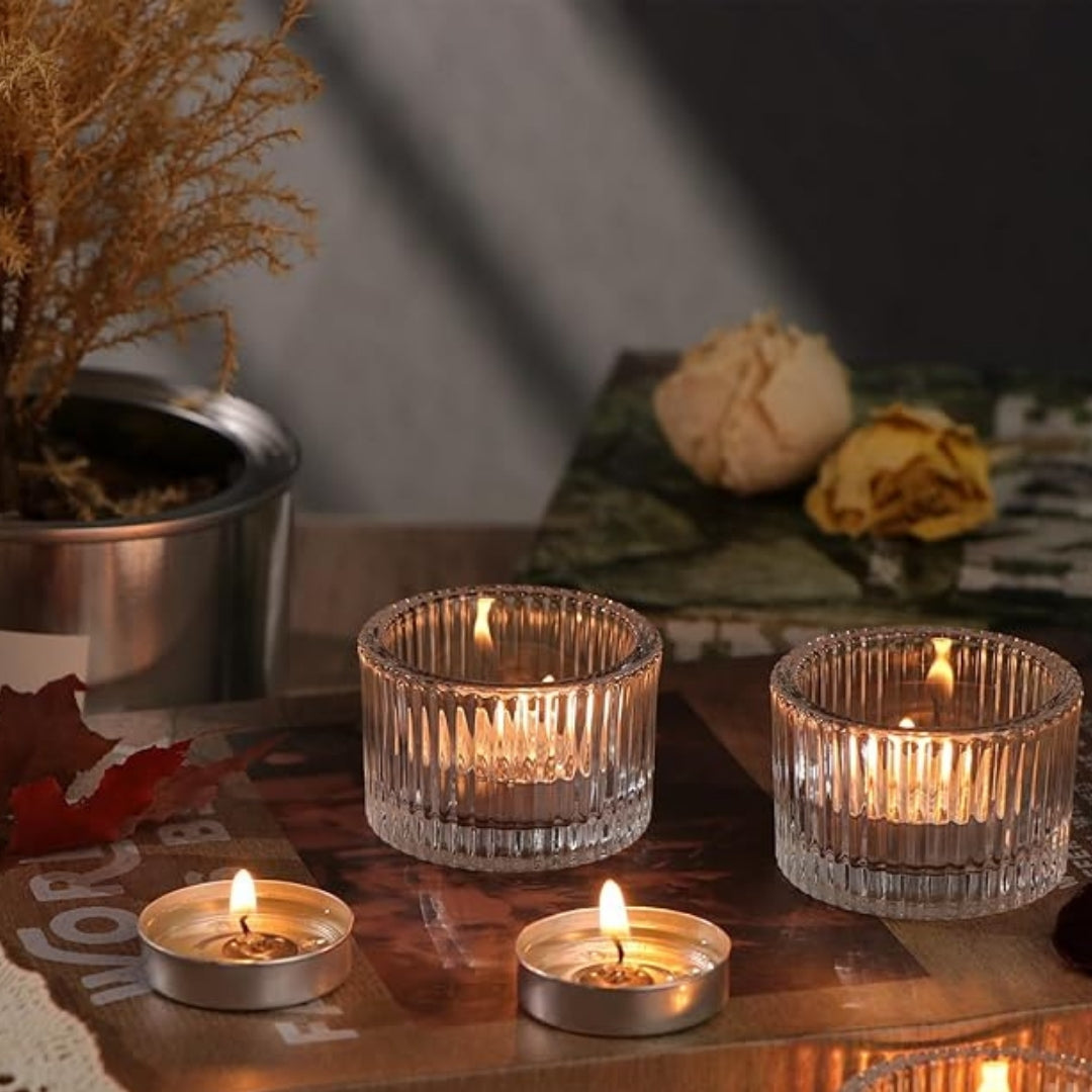 Set of 12 Glass Tealight and Votive Candle Holder