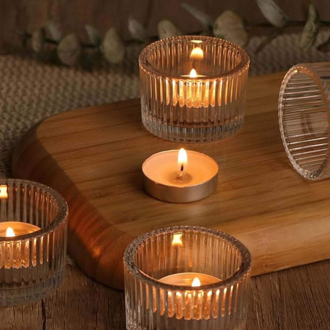 Set of 12 Glass Tealight and Votive Candle Holder