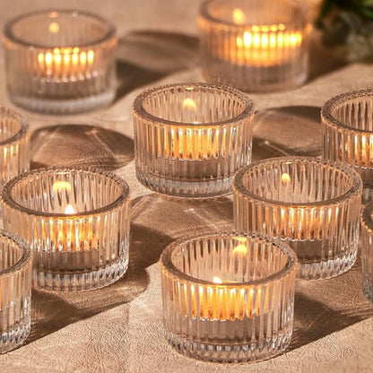 Set of 12 Glass Tealight and Votive Candle Holder