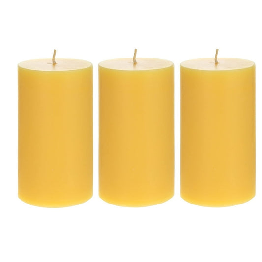 4 X 2 Inches Pillar Candles Set of 3 Yellow